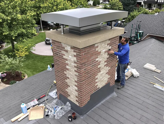 Greeley Chimney Sweep team working on a custom chimney remodel in Greeley, CO