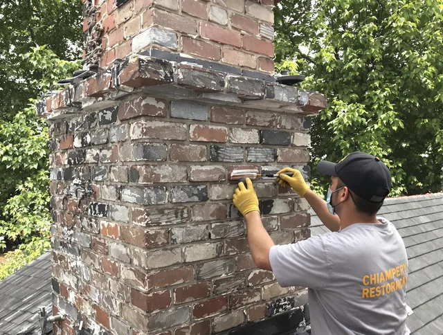In-progress chimney restoration by Greeley Chimney Sweep in Greeley, CO
