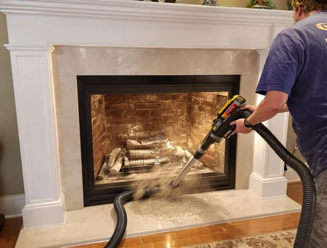 Fireplace cleaning performed by Greeley Chimney Sweep in Greeley, CO